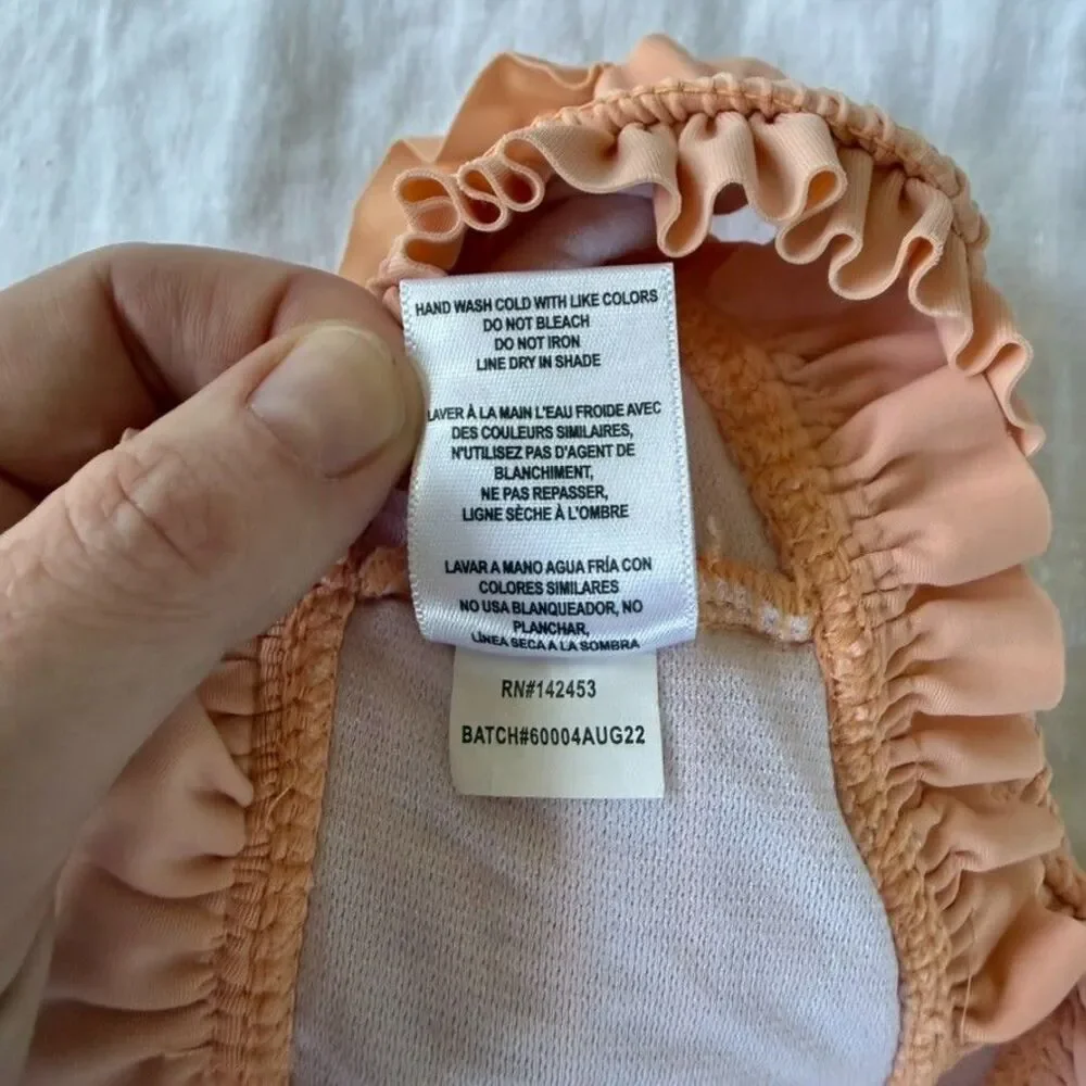 Rufflebutts Melon Smocked Bikini Size 2T Ruffle Flutter Sleeve Orange